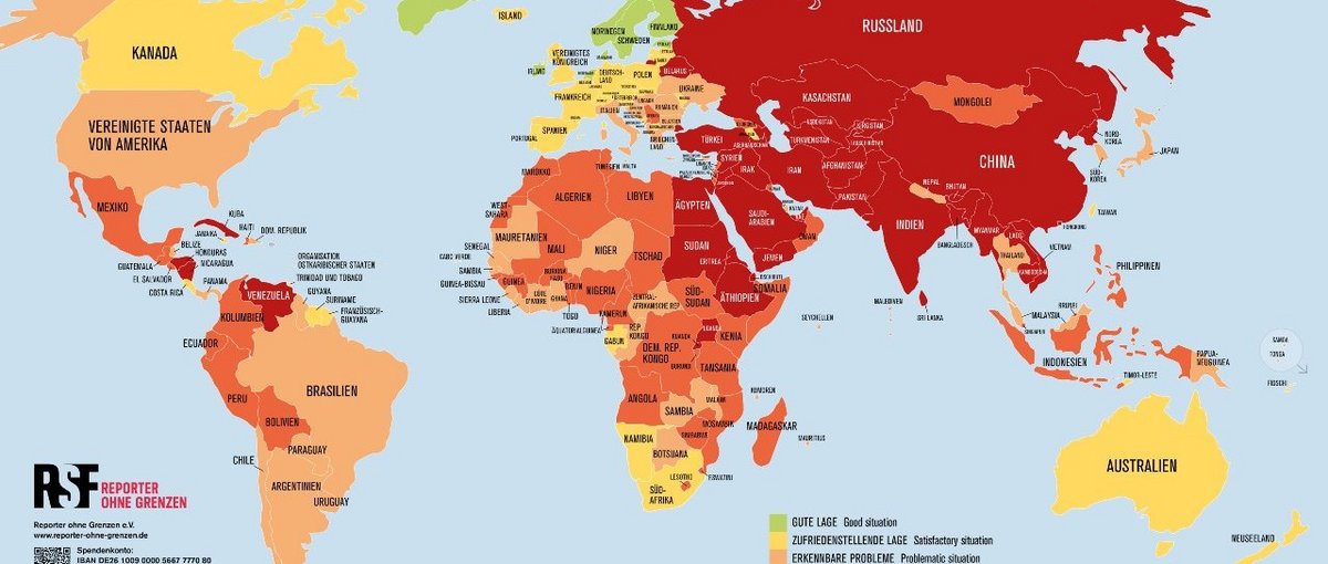 Rangliste der Pressefreiheit 2025 (Copyright: Reporter ohne Grenzen)
