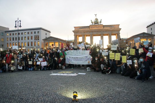 Kundgebung zu Thailand in Berlin am 19. September